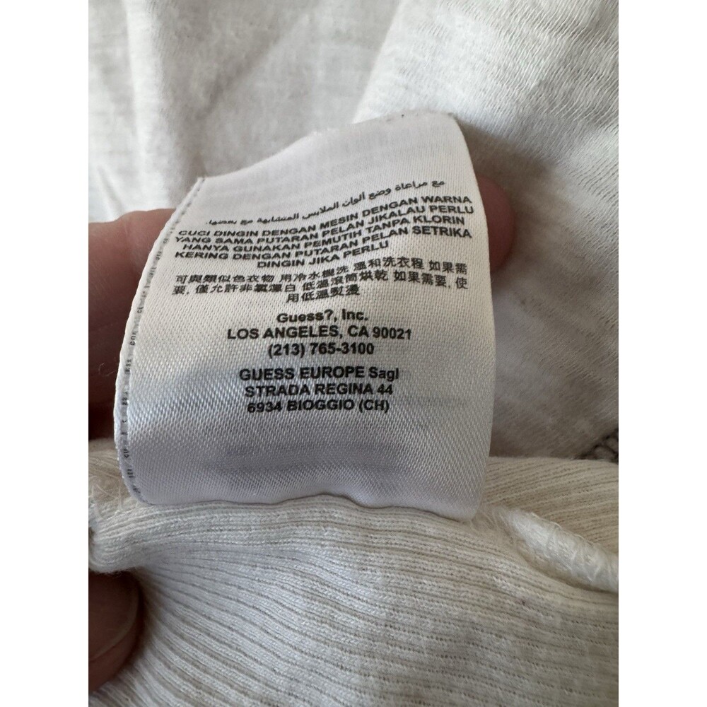 by GUESS Mens XXL White V Neck Pocket T Shirt Slub Knit Contrast Stitch - Picture 5 of 5